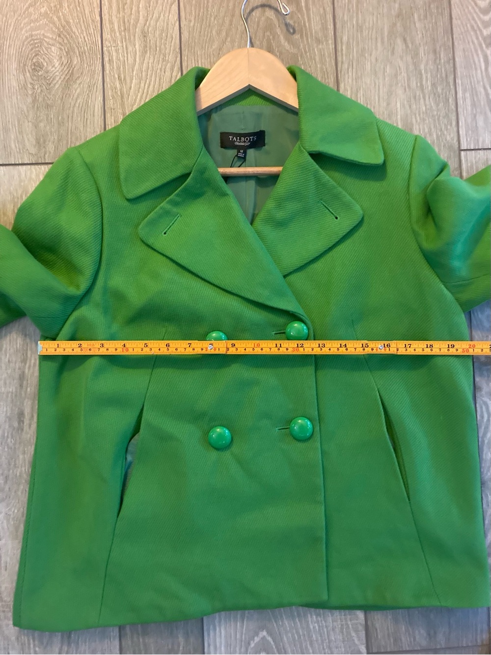 Talbots Bright Green Double-Breasted Pea Coat NW - Picture 7 of 8